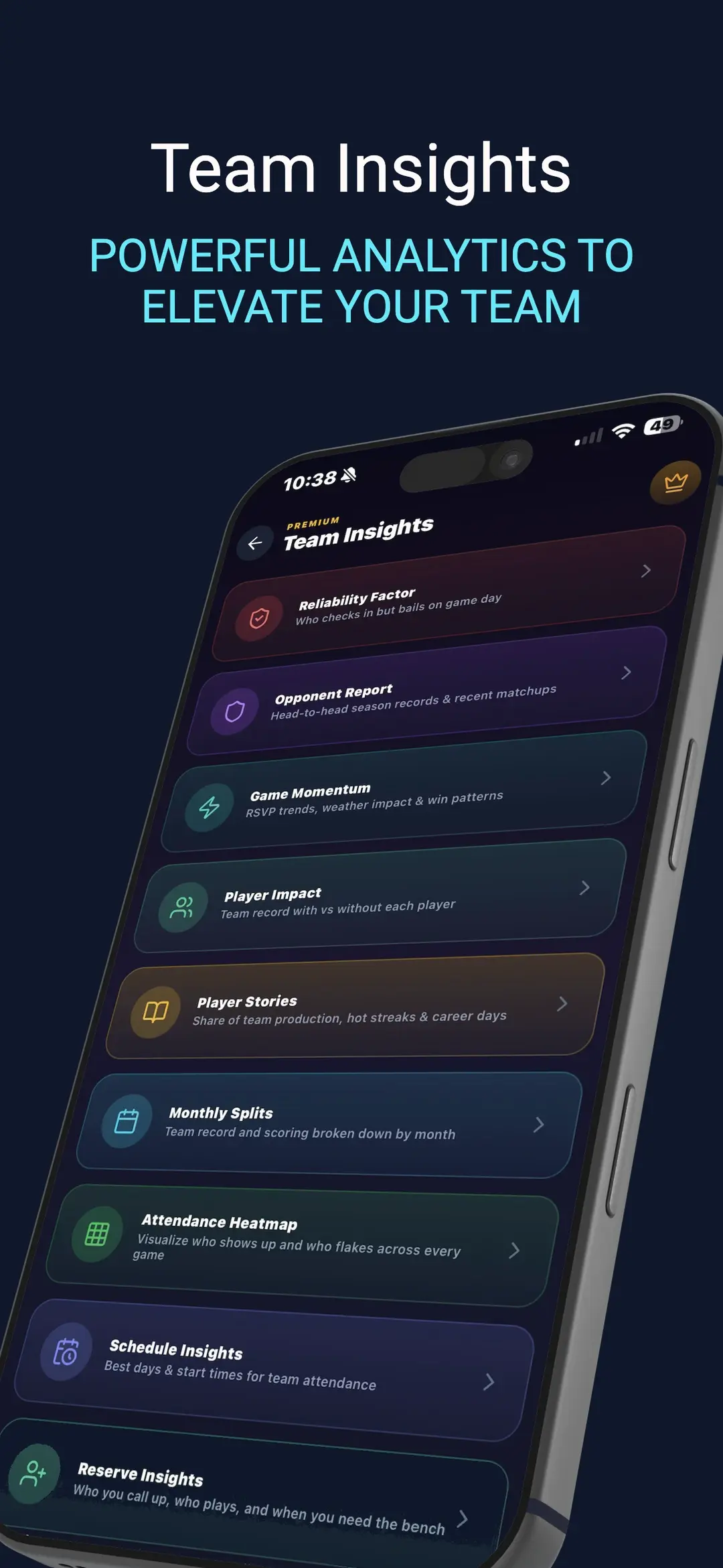 Premium team insights and analytics for your season