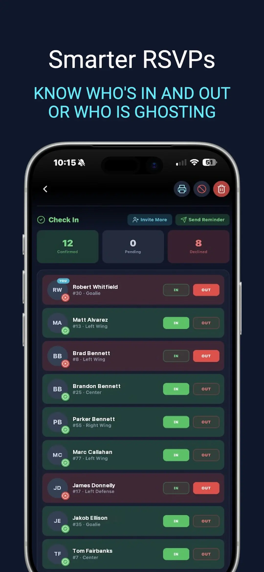 RSVP tracking — know who's in, out, or ghosting